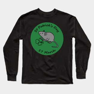 Rat with Shamrock St Patricks Day Long Sleeve T-Shirt